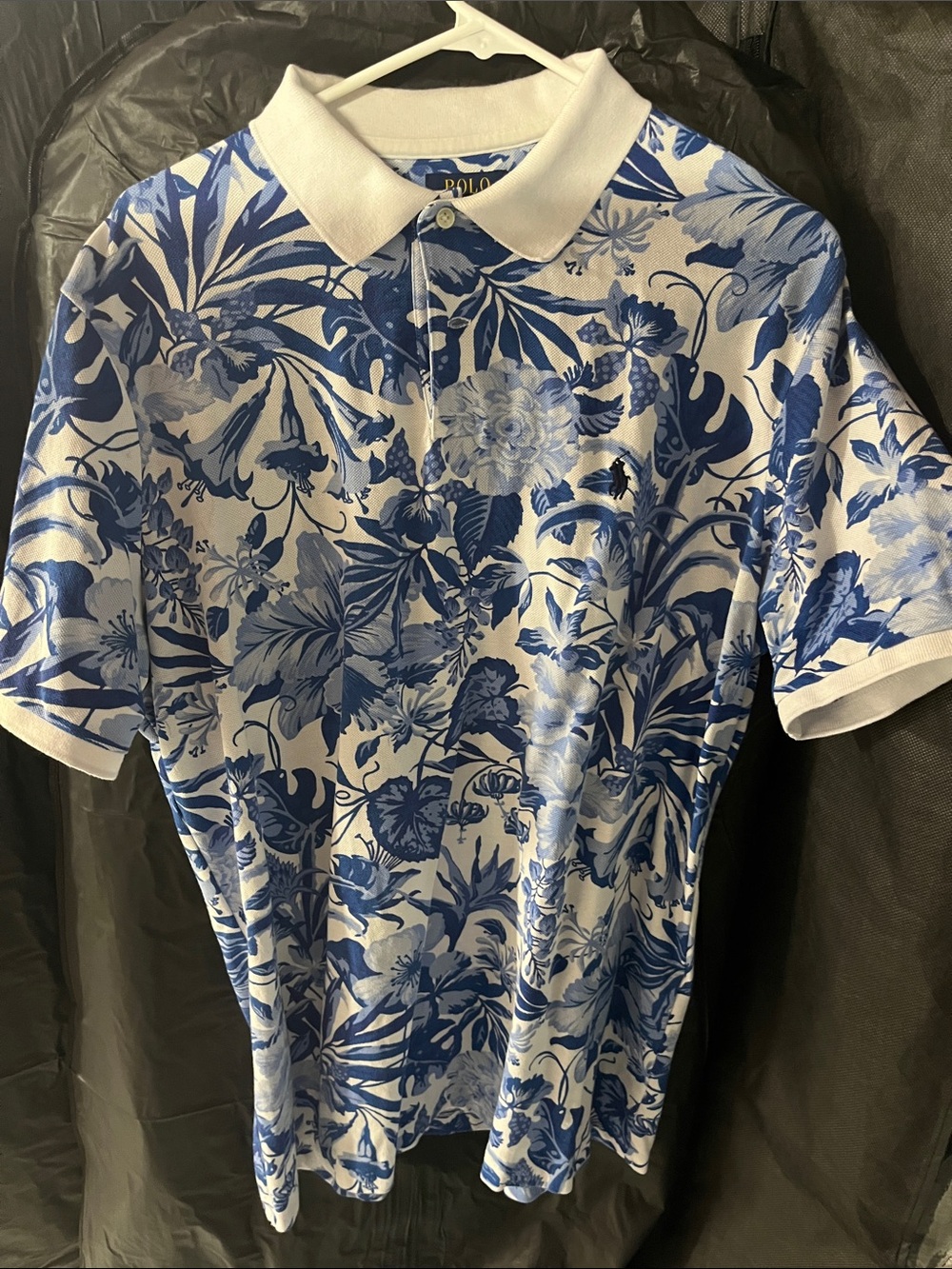 Polo by Ralph Lauren White Polo with Blue Tropical Floral Print